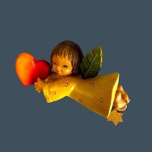 Anri Ferrandiz Flying Angel With Red Heart Hand Painted Resin Christmas Ornament